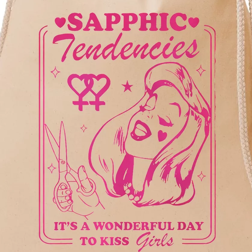 Sapphic Tendencies Sapphic Retro Lesbian Drawstring Bag