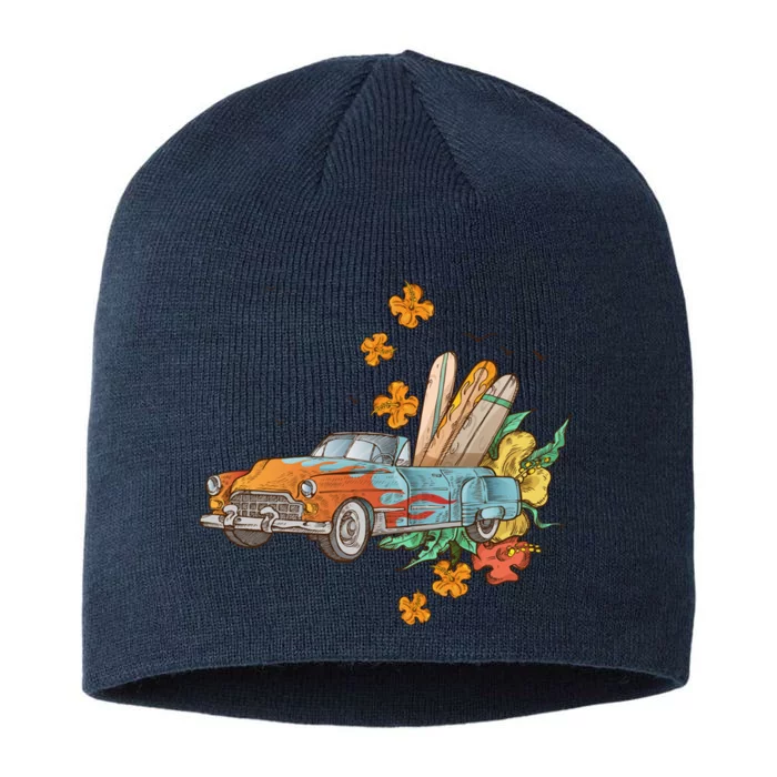 Surfing Tropical Summer Retro Truck 8 1/2in Sustainable Knit Beanie