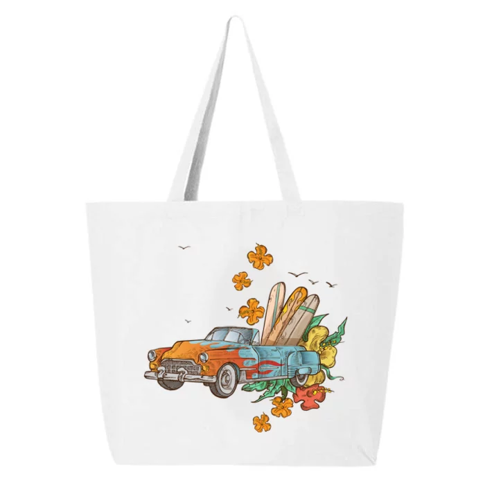 Surfing Tropical Summer Retro Truck 25L Jumbo Tote