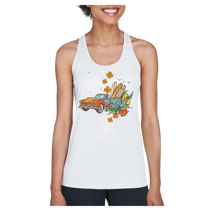 Surfing Tropical Summer Retro Truck Women's Racerback Tank