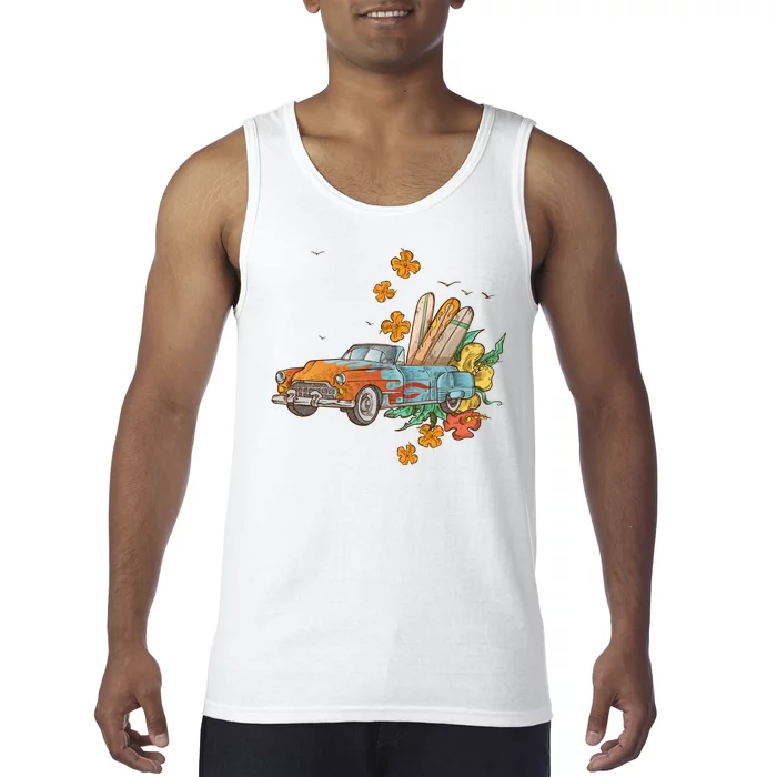 Surfing Tropical Summer Retro Truck Tank Top