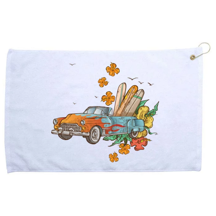 Surfing Tropical Summer Retro Truck Grommeted Golf Towel