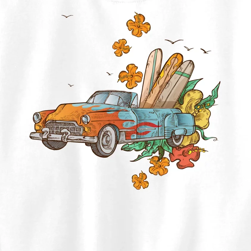 Surfing Tropical Summer Retro Truck Kids Sweatshirt