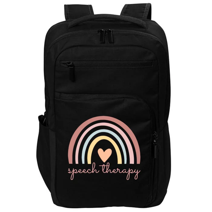 Speech Therapy Speech Language Pathologist Slp Boho Rainbow Gift Impact Tech Backpack