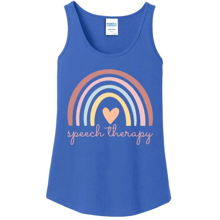 Speech Therapy Speech Language Pathologist Slp Boho Rainbow Gift Ladies Essential Tank