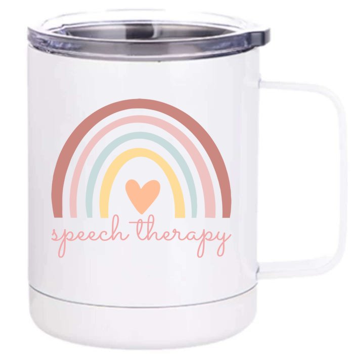 Speech Therapy Speech Language Pathologist Slp Boho Rainbow Gift Front & Back 12oz Stainless Steel Tumbler Cup