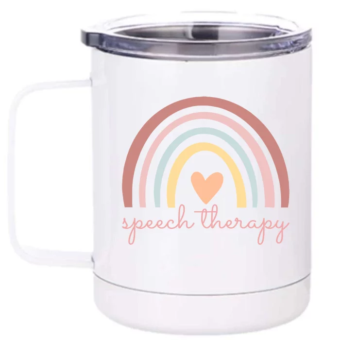 Speech Therapy Speech Language Pathologist Slp Boho Rainbow Gift Front & Back 12oz Stainless Steel Tumbler Cup