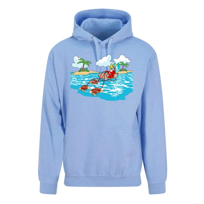 Sea Turtle Sleigh Santa Beach Surfboard Christmas In July Great Gift Unisex Surf Hoodie