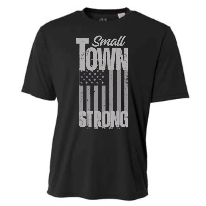 Small Town Strong | Proudly Patriotic American USA Flag Cooling Performance Crew T-Shirt