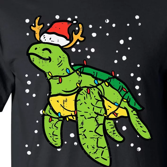 Sea Turtle Santa Christmas Lights Cute Xmas Tall T-Shirt