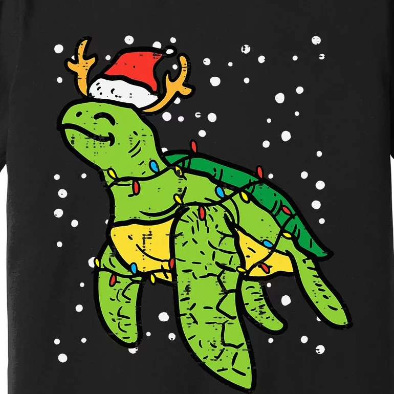 Sea Turtle Santa Christmas Lights Cute Xmas Premium T-Shirt