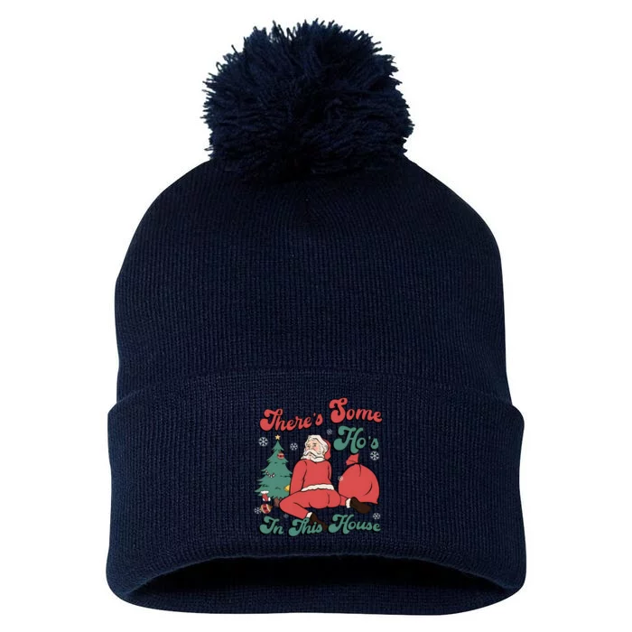 Santa ThereS Some HoS In This House Funny Christmas Pom Pom 12in Knit Beanie