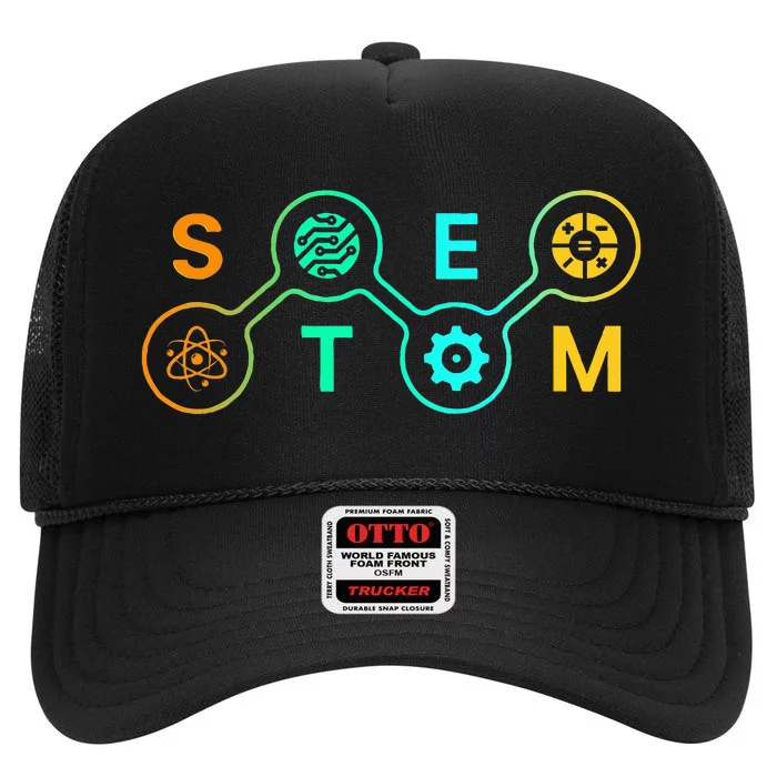 Stem Teacher Science Technology Engineering Math High Crown Mesh Trucker Hat