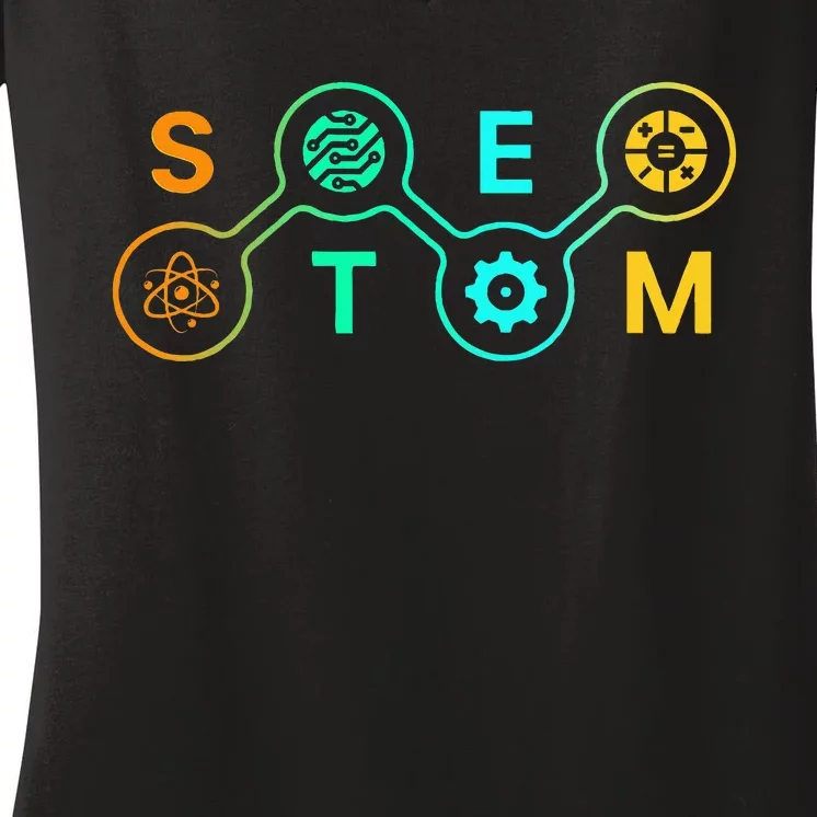 Stem Teacher Science Technology Engineering Math Women's V-Neck T-Shirt