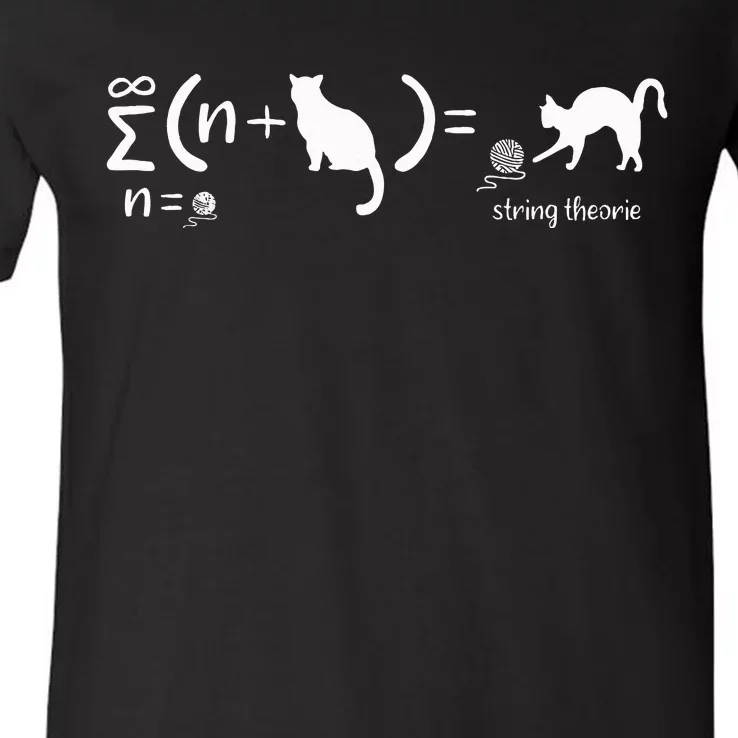 String Theory Science Nerd Physics Cat V-Neck T-Shirt