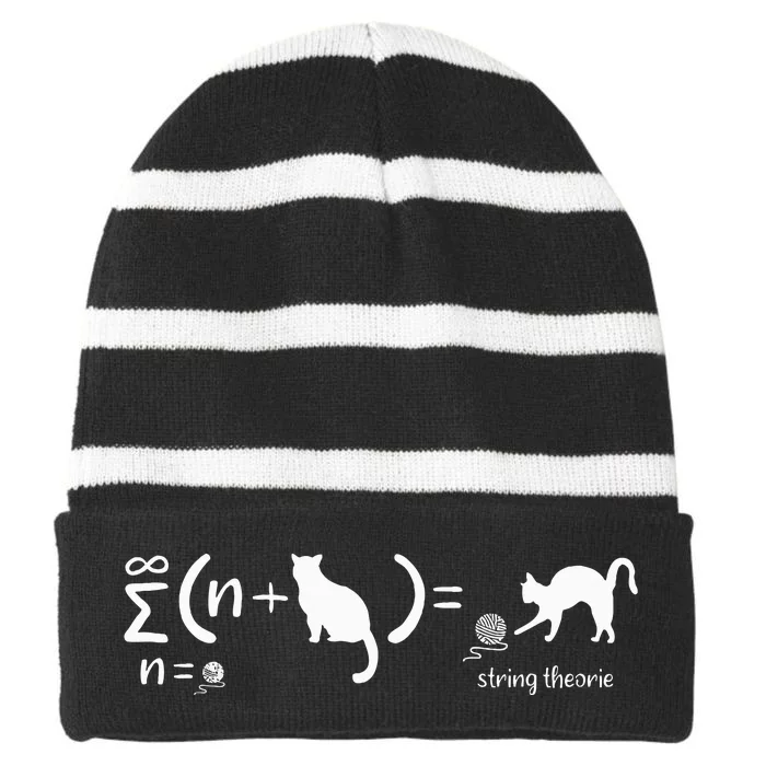 String Theory Science Nerd Physics Cat Striped Beanie with Solid Band