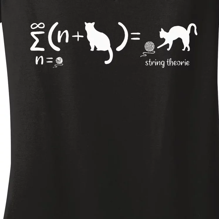 String Theory Science Nerd Physics Cat Women's V-Neck T-Shirt