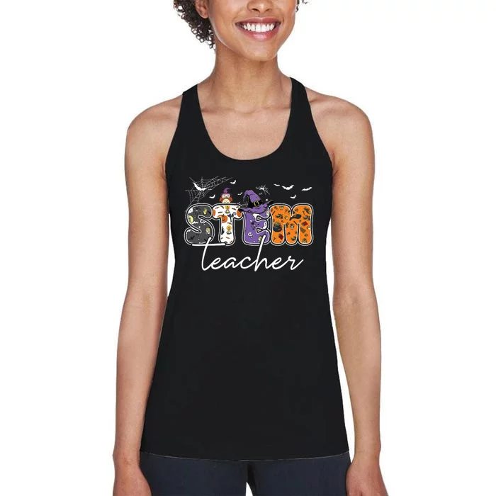 Stem Teacher Science Technology Engineering Math Halloween Women's Racerback Tank