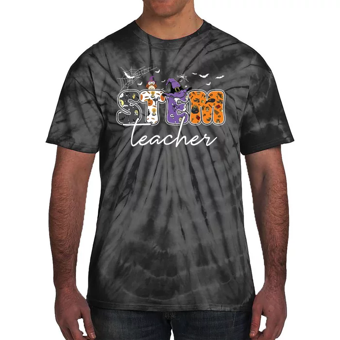 Stem Teacher Science Technology Engineering Math Halloween Tie-Dye T-Shirt