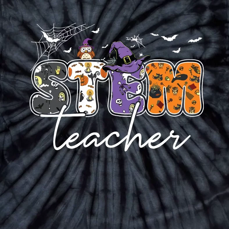 Stem Teacher Science Technology Engineering Math Halloween Tie-Dye T-Shirt