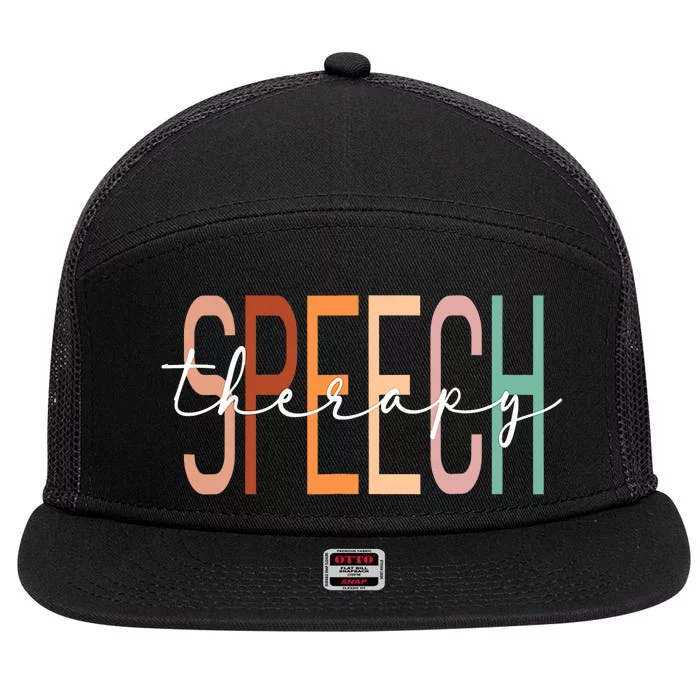 Speech Therapy Speech Language Pathologist Therapist 7 Panel Mesh Trucker Snapback Hat