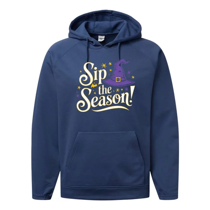 Sip The Season Halloween Fall Season Autumn Performance Fleece Hoodie