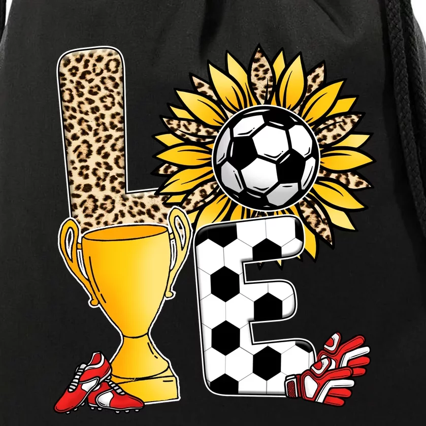 Soccer T Shirts, Love Soccer Leopard Sunflower Sports Ball Valentine Plus Size Drawstring Bag