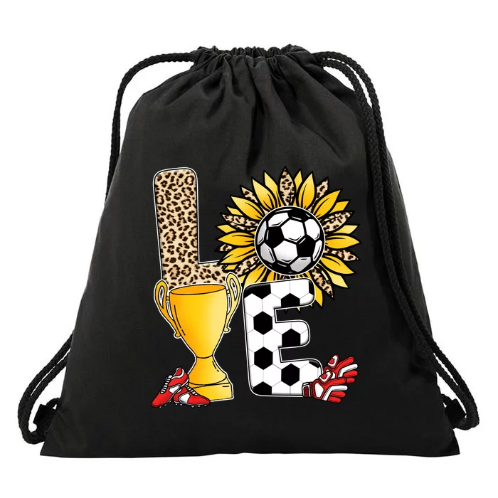 Soccer T Shirts, Love Soccer Leopard Sunflower Sports Ball Valentine Plus Size Drawstring Bag