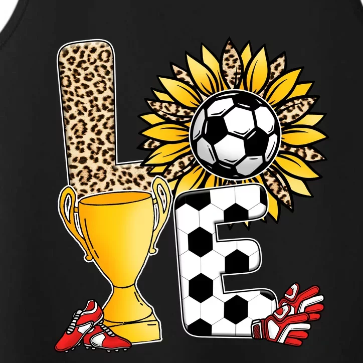 Soccer T Shirts, Love Soccer Leopard Sunflower Sports Ball Valentine Plus Size Performance Tank