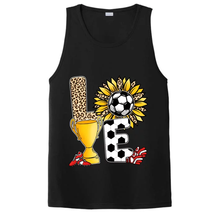 Soccer T Shirts, Love Soccer Leopard Sunflower Sports Ball Valentine Plus Size Performance Tank