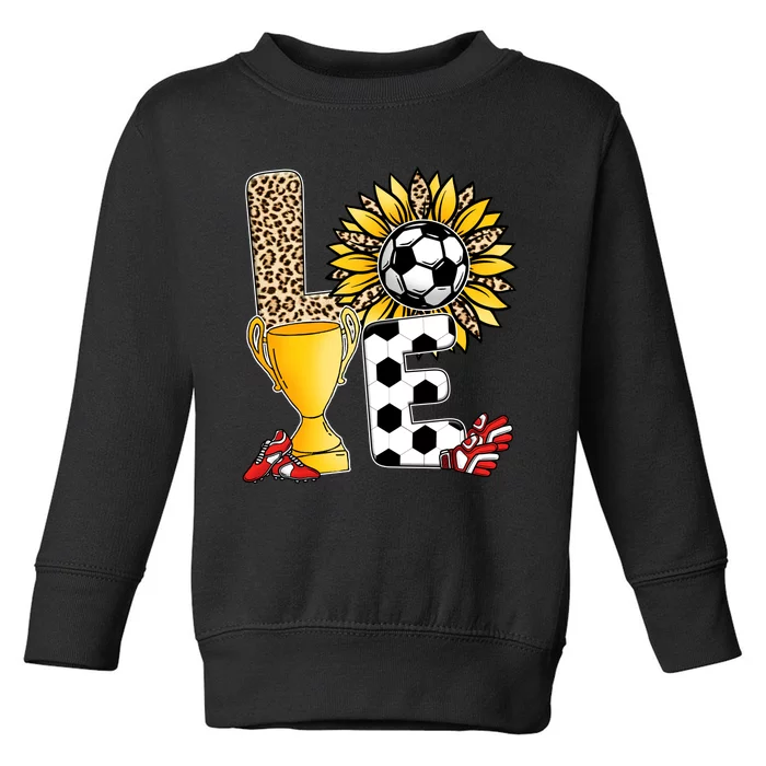 Soccer T Shirts, Love Soccer Leopard Sunflower Sports Ball Valentine Plus Size Toddler Sweatshirt