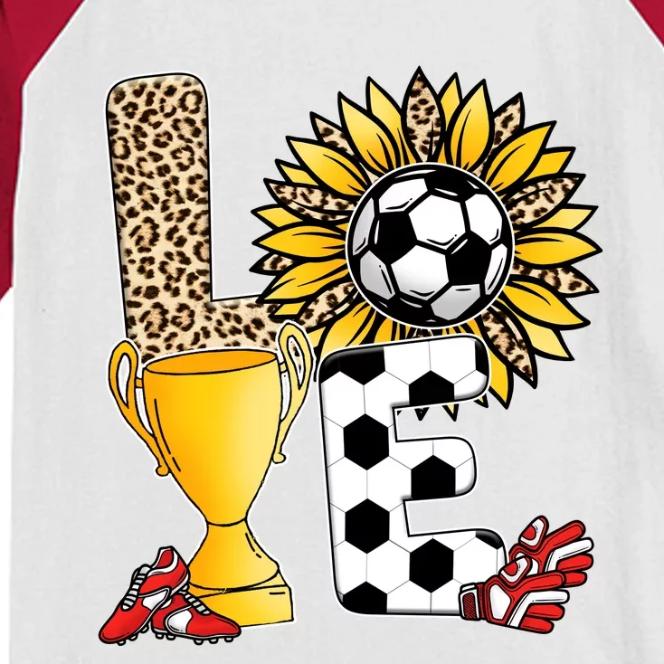 Soccer T Shirts, Love Soccer Leopard Sunflower Sports Ball Valentine Plus Size Kids Colorblock Raglan Jersey