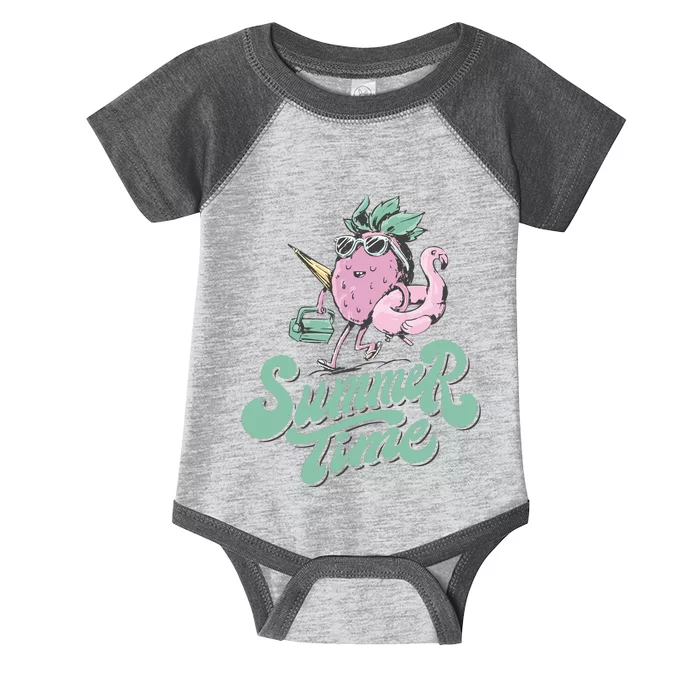 Summer Time Strawberry Retro Beach Infant Baby Jersey Bodysuit