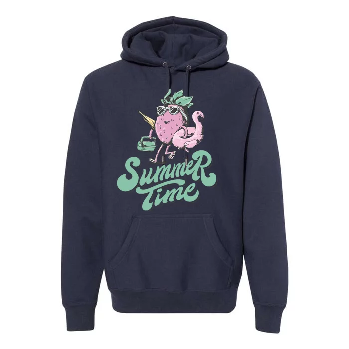 Summer Time Strawberry Retro Beach Premium Hoodie