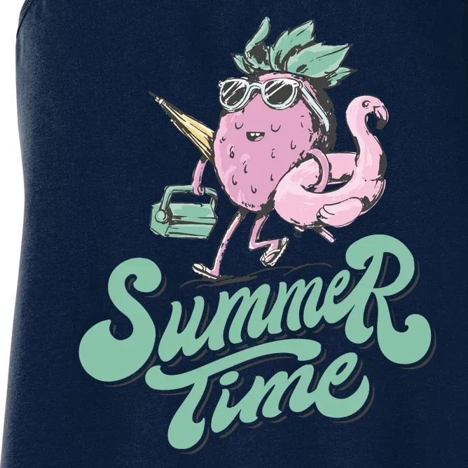 Summer Time Strawberry Retro Beach Women's Racerback Tank