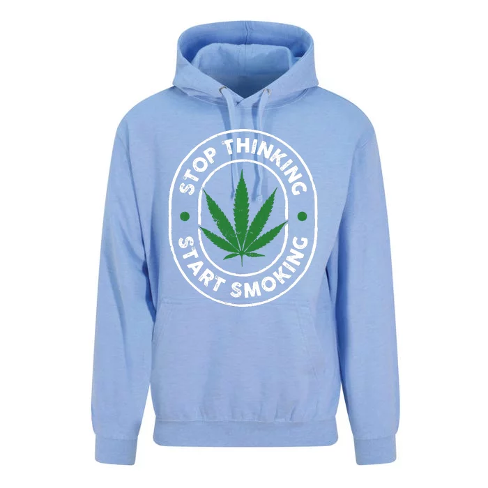 Stop Thinking Start Smoking Cannabis Weed Unisex Surf Hoodie