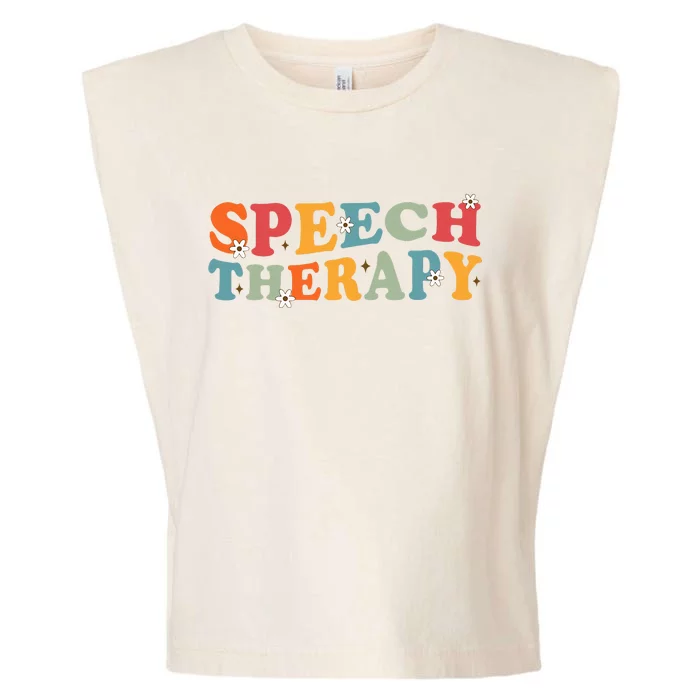 Speech Therapy Speech Language Therapy Pathologist Retro SLP Garment-Dyed Women's Muscle Tee