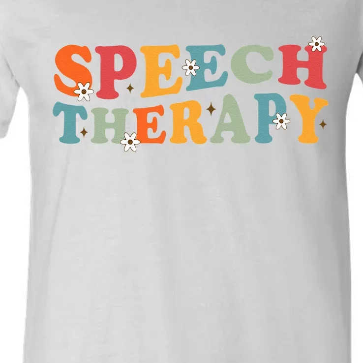 Speech Therapy Speech Language Therapy Pathologist Retro SLP V-Neck T-Shirt