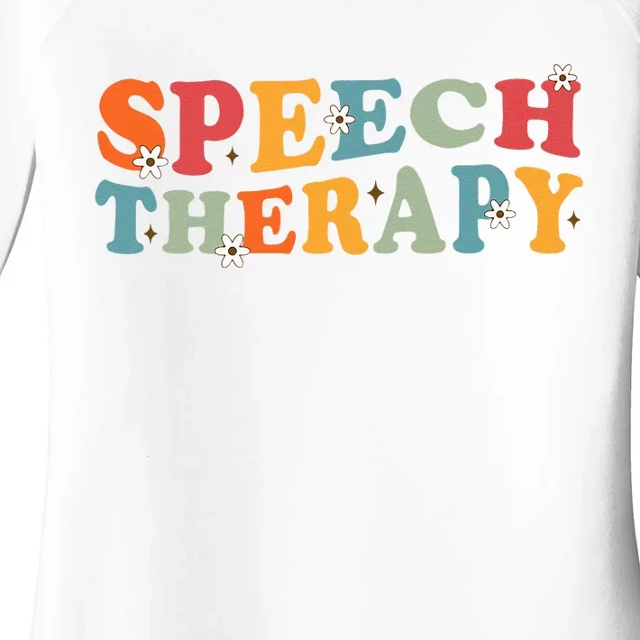 Speech Therapy Speech Language Therapy Pathologist Retro SLP Women's Perfect Tri Tunic Long Sleeve Shirt