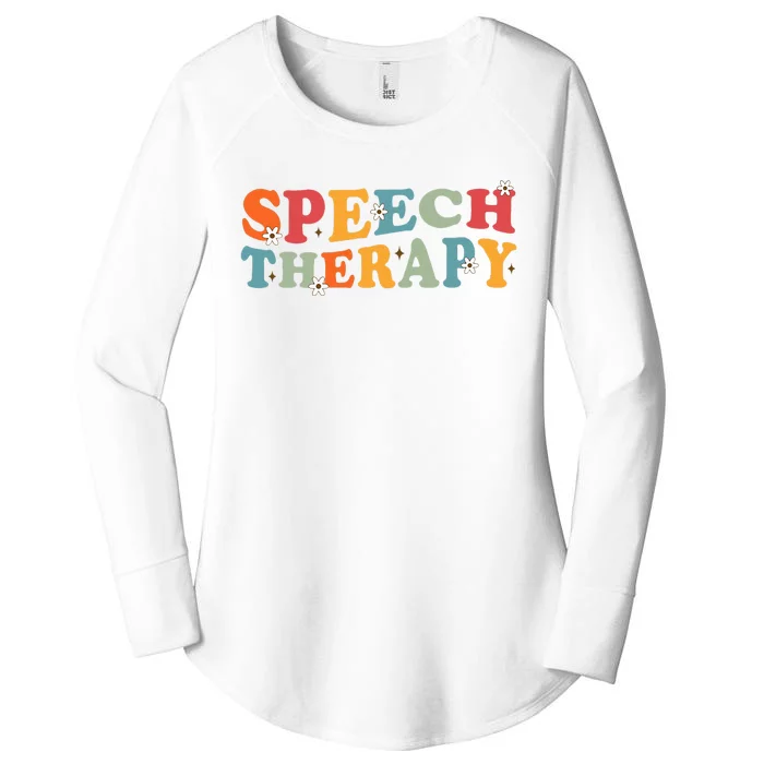 Speech Therapy Speech Language Therapy Pathologist Retro SLP Women's Perfect Tri Tunic Long Sleeve Shirt