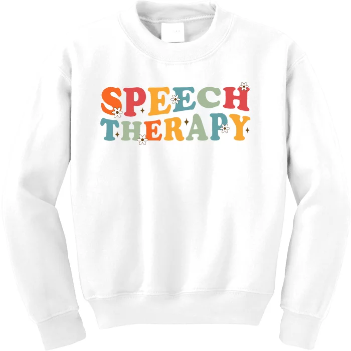 Speech Therapy Speech Language Therapy Pathologist Retro SLP Kids Sweatshirt