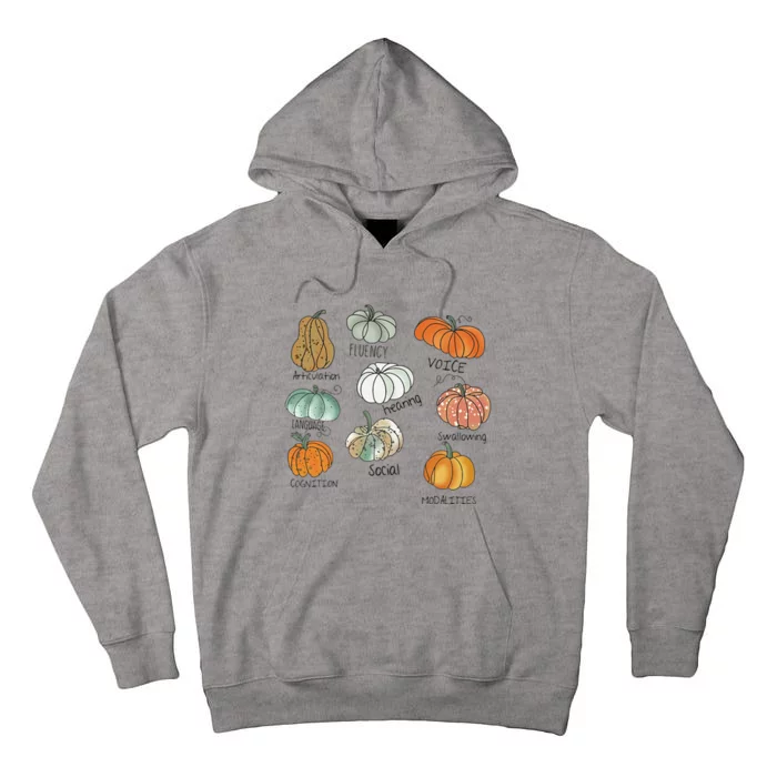 Speech Therapy Squad Pumpkin Fall Halloween Thanksgiving SLP Tall Hoodie