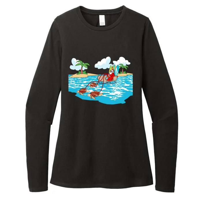 Sea Turtle Sleigh Santa Beach Surfboard Christmas In July Gift Womens CVC Long Sleeve Shirt