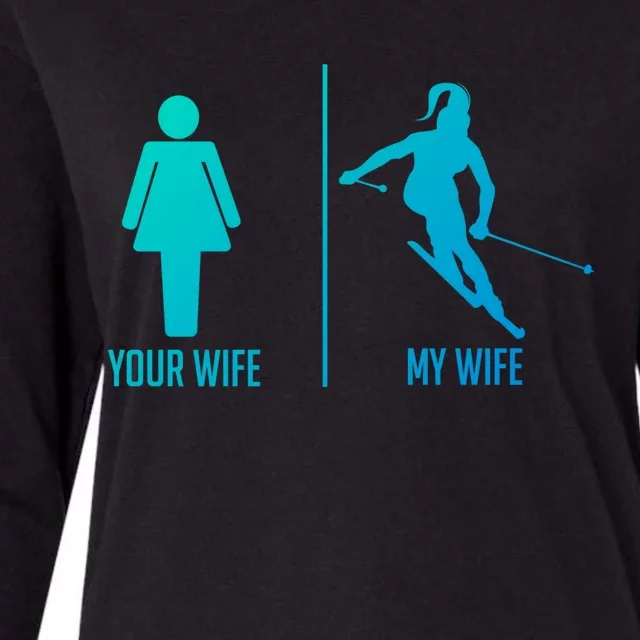 Ski Trip Skiing Wife Husband Marriage Gift Womens Cotton Relaxed Long Sleeve T-Shirt