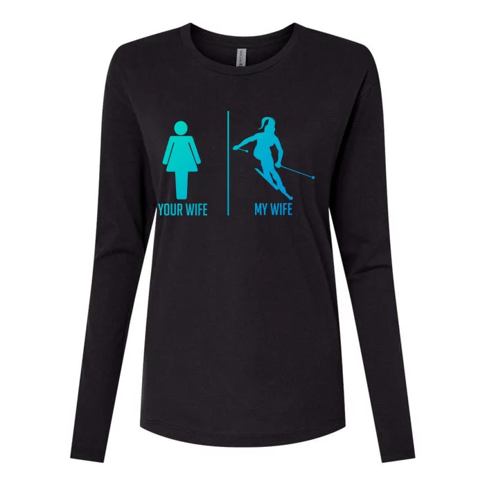 Ski Trip Skiing Wife Husband Marriage Gift Womens Cotton Relaxed Long Sleeve T-Shirt