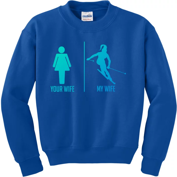 Ski Trip Skiing Wife Husband Marriage Gift Kids Sweatshirt