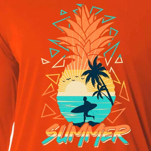 Summer Time Sufer Pineapple Cooling Performance Long Sleeve Crew