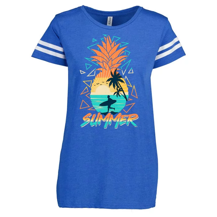 Summer Time Sufer Pineapple Enza Ladies Jersey Football T-Shirt