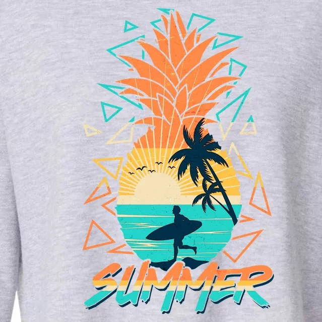 Summer Time Sufer Pineapple Cropped Pullover Crew