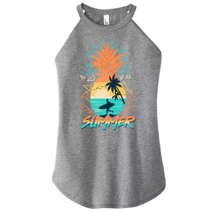 Summer Time Sufer Pineapple Women’s Perfect Tri Rocker Tank